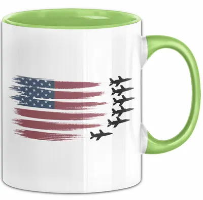 Produktbild von Luftwaffensoldat Pilot USA Flagge Tasse Geschenk Lustige Geschenkidee Spruch (Grün)