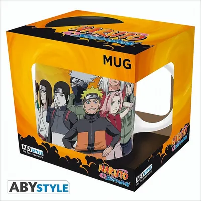 A product box for a Naruto-themed mug, showing characters from the anime.