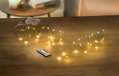 Image de Fil lumineux LED, 40 lumières pour intérieur + extérieur, guirlande lumineuse avec télécommande & minuterie, éclairage de Noël