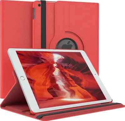 Produktbild von EAZY CASE, Tablethülle, Rot, 360° drehbar, für Apple iPad 10.2 Zoll (2019-2021), Kunstleder, edles Design, Schutz vor Schmutz, Kratzern, Staub und Rutschgefahr, angenehmes Handgefühl