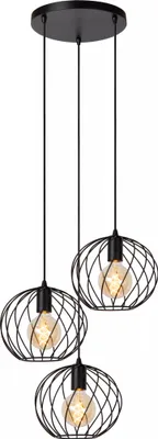 Obrázek produktu pro Závěsná lampa s kovovým stínidlem černá DANZA 3xE27 40W Lucide