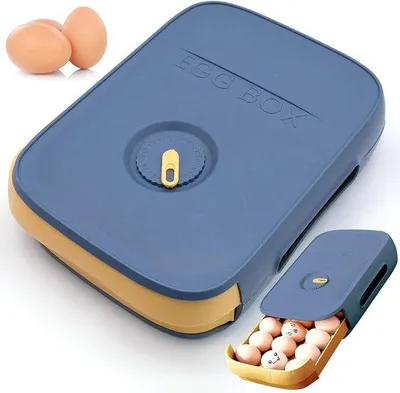 Immagine prodotto di Contenitore per uova in plastica, automatico, blu, 21 uova, per frigorifero