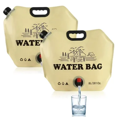 Produktbild von Faltkanister Wasserkanister Wasserbeutel - Faltbar - 8 Liter - Mit Hahn - Auslaufsicher - 2 Stück