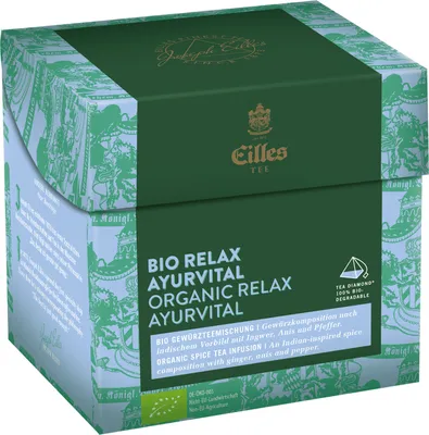 Produktbild von EILLES TEE Tea Diamond  Relax Ayurvital im Pyramidenbeutel, 20er Box