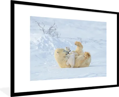 Produktbild von MuchoWow® MuchoWow® Gerahmtes Poster Eisbär - Schnee - Tiere 90x60 cm - Poster mit zchwarzem Bilderrahmen - Wanddekoration - Fotos