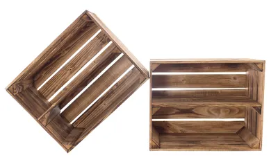 Produktbild von 1x geflammte/braune Holzkiste mit Zwischenboden 50cm x 40cm x 30cm Regal Obstkiste Weinkiste Holzregal Wandregal Box