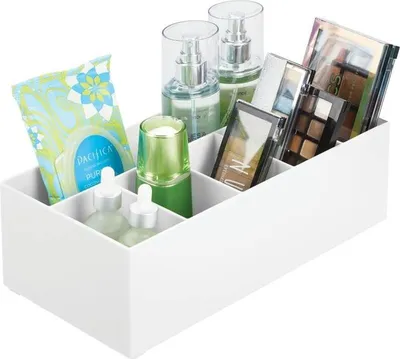 Produktbild von Schminkaufbewahrung Kosmetik Organizer 6 Fächer mDesign BPA frei weiß