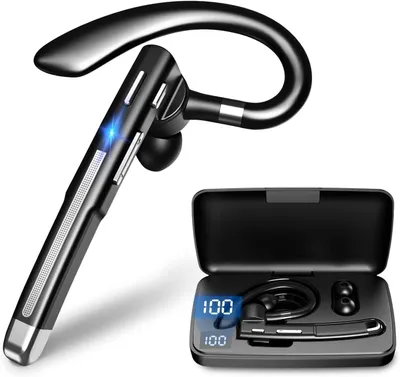Produktbild von Headset Bluetooth 6.1 Kabellos Kopfhörer mit CVC8.0 Mikrofon 100 Std Spielzeit Freisprech Handy Headset 1,5 std Schnellladung LED Ladebox Zwei-Geräte