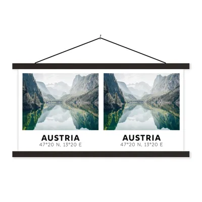 Produktbild von MuchoWow® Textilposter Österreich - Alpen - Wasser - Berg 120x60 cm mit schwarzem Rahmen - Dekoration Schlafzimmer