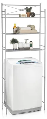 Produktbild von Toilettenregal MARSA mit drei Ablageflächen – Vielseitiges Standregal, WC- und Waschmaschinenregal in Grau, Perfekt für Waschküche