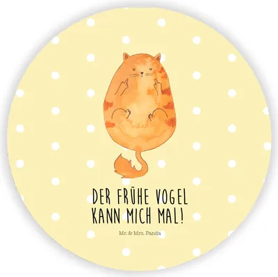 Produktbild von Mr. & Mrs. Panda Kühlschrankmagnet Katze Frühaufsteher - Gelb Pastell - Geschenk, Kaffee, magnet, Verschlafen, für fotos, Genervt, Katzen, Tiger, Miau, magnettafel