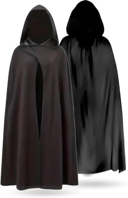 Obrázok produktu pre Kostým upíra - čierny plášť s kapucňou - prestrojenie na Halloween a karneval - deti a dospelí