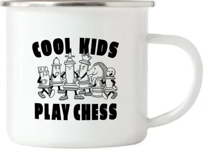 Produktbild von Cool Kids Play Chess Emaille Tasse Schachspieler Schachbrett Chess Geschenkidee Für Schachfans