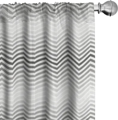 Immagine prodotto di ABAKUHAUS grigio Chevron Tende, tende, triangoli minimalisti Motivo geometrico con onde in linee simmetriche, 2 pezzi 75 x 245 cm, grigio chiaro bianco