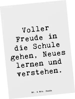 Produktbild von Mr. & Mrs. Panda Ansichtskarte Spruch Schulanfang Freude - Weiß - Geschenk, Postkarten, Vertrauem, Trost, Lebensfreude, Einschulung, Postkarte, Grußkarte, kunstkarte