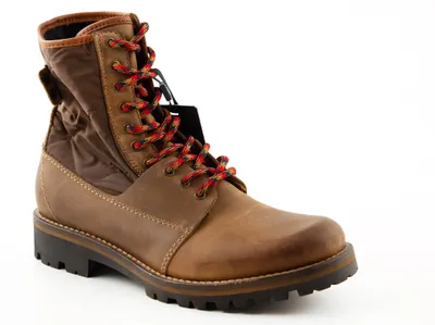 Image de Bottes pour hommes Tommy Hilfiger, mélange de matériaux, cuir marron, taille 41, modèle hiver