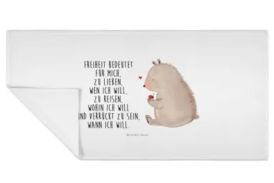 Produktbild von Mr. & Mrs. Panda Handtuch Bär Marienkäfer - Weiß - Geschenk, Motivation, kleines, Freiheit, gesichtstuch, Flauschtuch, Liebe, Das Leben Ist schön, Händehandtuch, Teddy