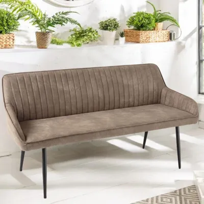 Produktbild von Elegante Sitzbank MILAN ca.160cm Mikrofaser taupe Armlehnen