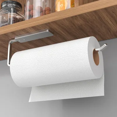 Productafbeelding van Keukenrolhouder, zelfklevend, zonder boren, aluminium, 31 cm, zilver