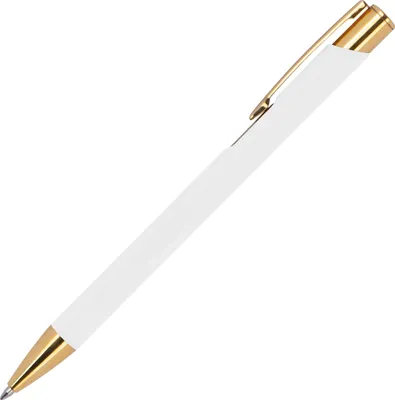 Produktbild von Kugelschreiber aus Metall / mit goldenen Applikationen / Farbe: weiß