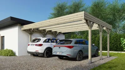 Immagine prodotto di Tettoia posto auto coperto in legno 6.06x5.03 m - 30 m2 - copertura PVC