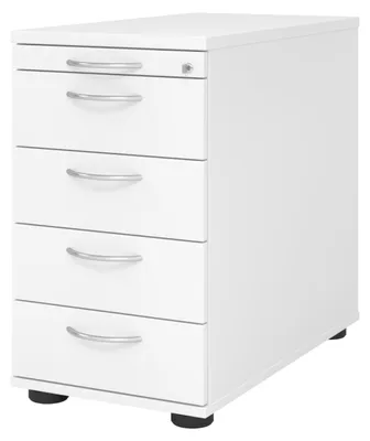 Produktbild von bümö office Standcontainer - mit 4 Schubladen - Nachbildung: Weiß, Griff: Bogengriff (Metall)