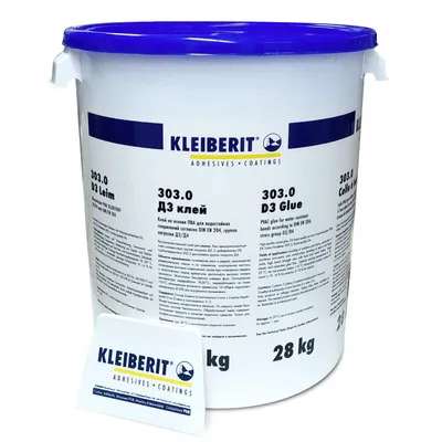 Produktbild von KLEIBERIT 303.0 Holzleim Weißleim 28 kg Hobbock Eimer Set inkl. Leimspachtel – PVAc D3/D4 Holzkleber für Möbelbau, Fugen- & Korpusverleimung
