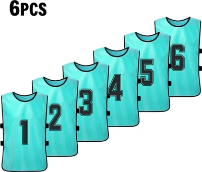 Obrázek produktu pro 6 ks dresů pro dospělé – rychleschnoucí dresy pro fotbalový tým, sportovní dresy pro mládež, tréninkové dresy pro fotbalový tým, očíslované tréninkové vesty