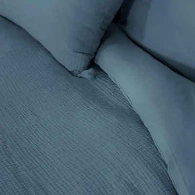 Immagine prodotto di Set biancheria letto in mussola di cotone blu scuro