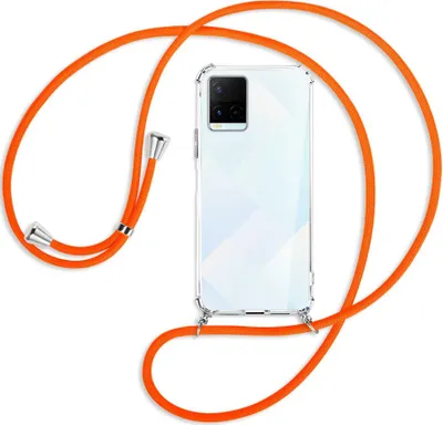 Produktbild von Handykette Backcover-Schutzhülle mit Band (Metall silberfarben) für vivo Y21s (6.51''), Y33s - neonorange