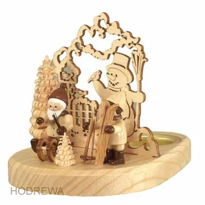 Produktbild von Teelichthalter Weihnachtsmann mit Skifahrer Höhe 10cm