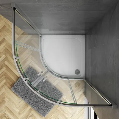 Produktbild von Radius:80cm & Höhe:185cm Viertelkreis Duschkabine Eckeinstieg Runddusche Duschabtrennungen Duschtür