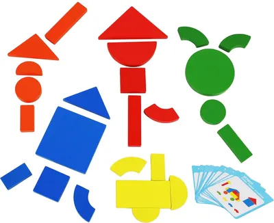 Image de Blocs magnétiques en bois - Jeu de construction de formes - Grands puzzles tangram pour enfants