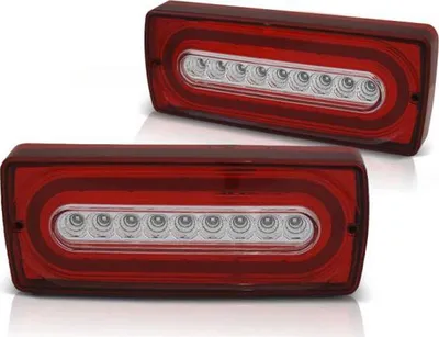 Image de Barre lumineuse LED pour feux arrière, compatible avec la Mercedes Classe G W463 (1990-2012), rouge/chrome