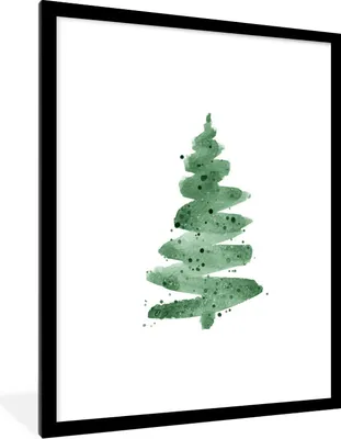 Produktbild von MuchoWow® MuchoWow® Gerahmtes Poster Illustration - Weihnachtsbaum 60x80 cm - Poster mit zchwarzem Bilderrahmen - Wohnzimmer - Dekorationen - Prämie