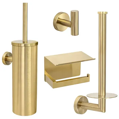 Produktbild von VDN Stainless WC-Zubehör-Set gold 4-teilig - Gebürsteter Edelstahl