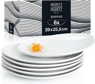 Produktbild von Famanu Dinerbord-Set 6-teilig, 29 x 25,5 cm, Keramik, Weiß, Portugal
