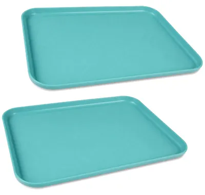 2er-Set rechteckige Kunststoff-Tabletts, 30,5x22x1,5 cm, grün
