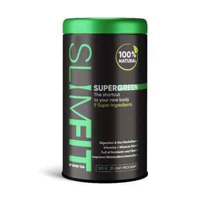 Produktbild von WOW TEA SlimFit SuperGreen - Nährstoffreiche Grünmischung für mehr Wohlbefinden - Avocado, Chlorella & Superfoods (150g, EU)