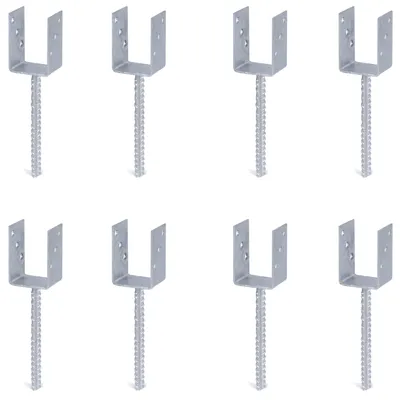 Produktbild von Alberts 8 x U-Pfostenträger mit Riffelstahl-Betonanker, 71x104 mm, Betonanker 200 mm, feuerverzinkt, zum Einbetonieren