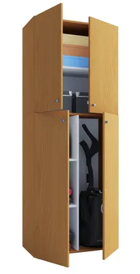 Immagine prodotto di Armadio scopa in legno | 6 scomparti | Armadio per la casa | Dimensioni: W. 70 x H. 184 x D. 40 cm | 4 porte girevoli - Lona