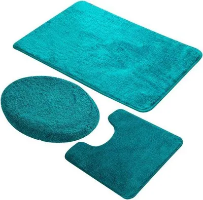 Produktbild von Famanu Badteppichset 3-teilig - Rutschfestes Mikrofaser-Set für Bad und WC