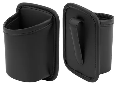Image de Porte-gobelets pour voiture, lot de 2, en cuir PU, à clipser, boîte de rangement, couleur noire