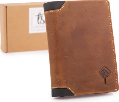 Zdjęcie produktu dla Ekavale Portfel Męski Elegancki Pionowy Skórzany Vintage RFID Brązowy