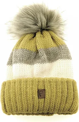 Productafbeelding van Warme muts met binnenvoering, ideaal voor herfst of winter. Bommelmuts in olijfgroen