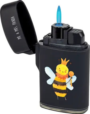 Produktbild von Mr. & Mrs. Panda Feuerzeug Biene König - Schwarz - Geschenk, sturmfeuerzeug, sturmfeuerzeuge, gas anzünder, zigarettenanzünder, Feuerzeuge