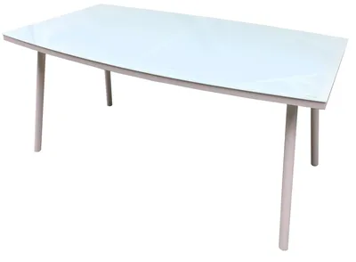 Immagine prodotto di Tavolo da Giardino 150x90x72 cm in Acciaio e Vetro Temperato Bianco