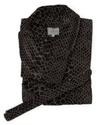 Produktbild von LINNICK Flanell Fleece Bademantel Snake – schwarz/anthrazit – L