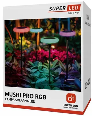 Produktbild von SuperLED 4x Solar-Gartenleuchte Pilz RGB 76cm