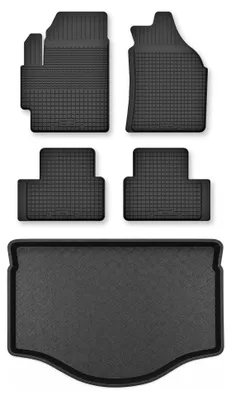 Imagen del producto de Alfombrillas de goma + bandeja de maletero para Mitsubishi Space Star II desde 2020 (hatchback) – juego de 5 piezas, negras, a medida – Wielganizator Semi-Universal